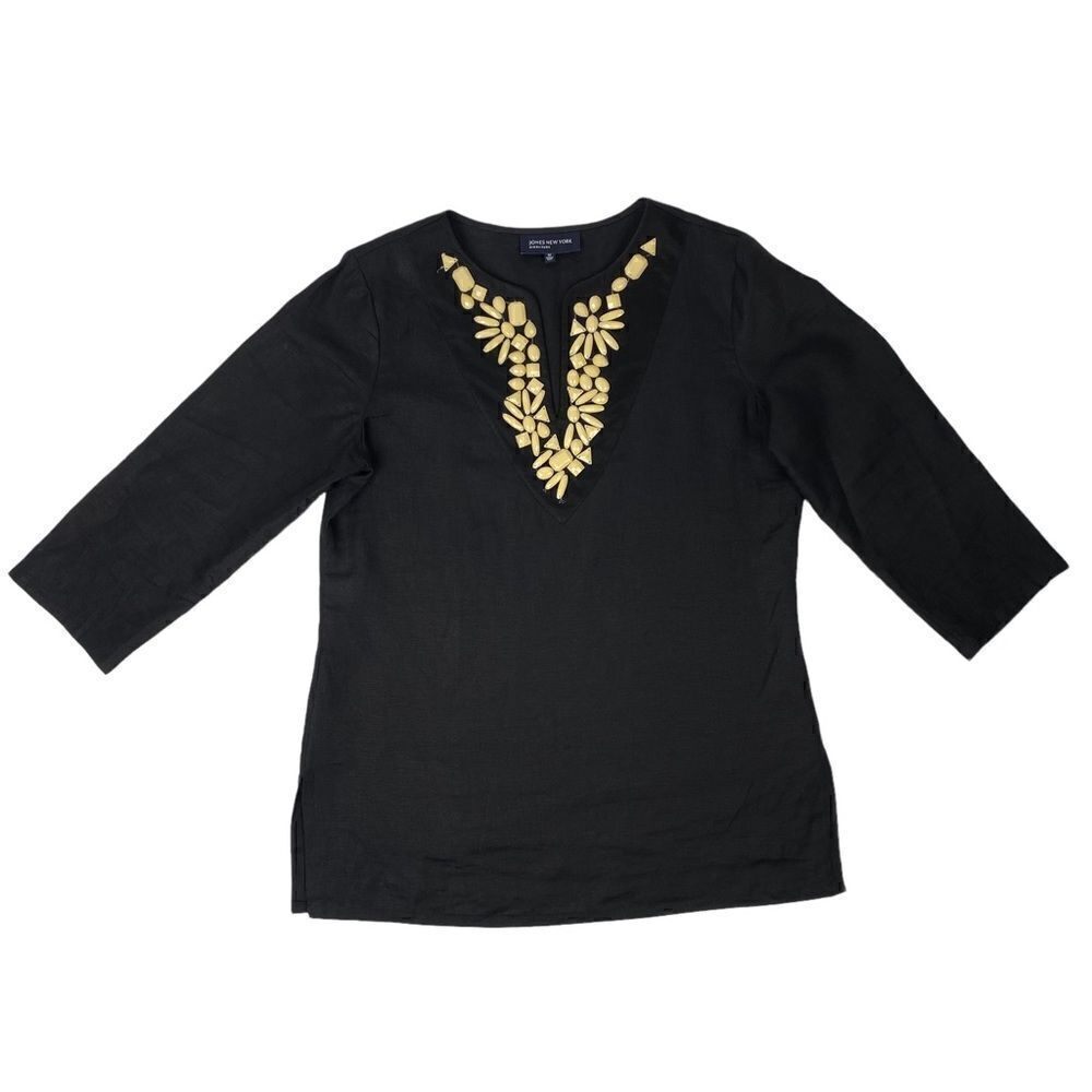 Jones New York Signature Beaded Tunic Shirt Womens Medium